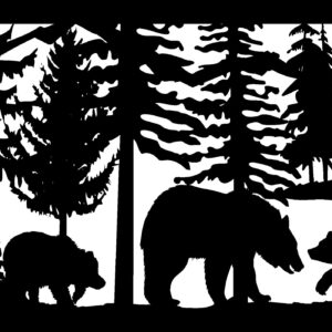 Bear with Two Cubs Trees - Metal Railing Panel Insert