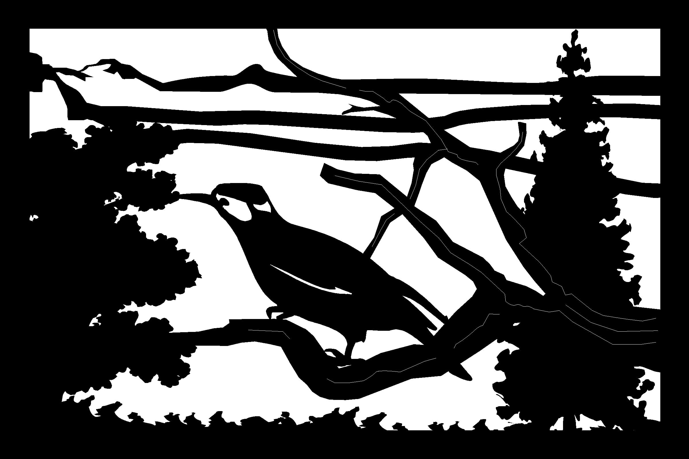 Bird Tree Mountains - Metal Railing Panel Insert