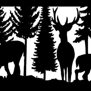 Buck Two Doe & Trees - Metal Railing Panel Insert
