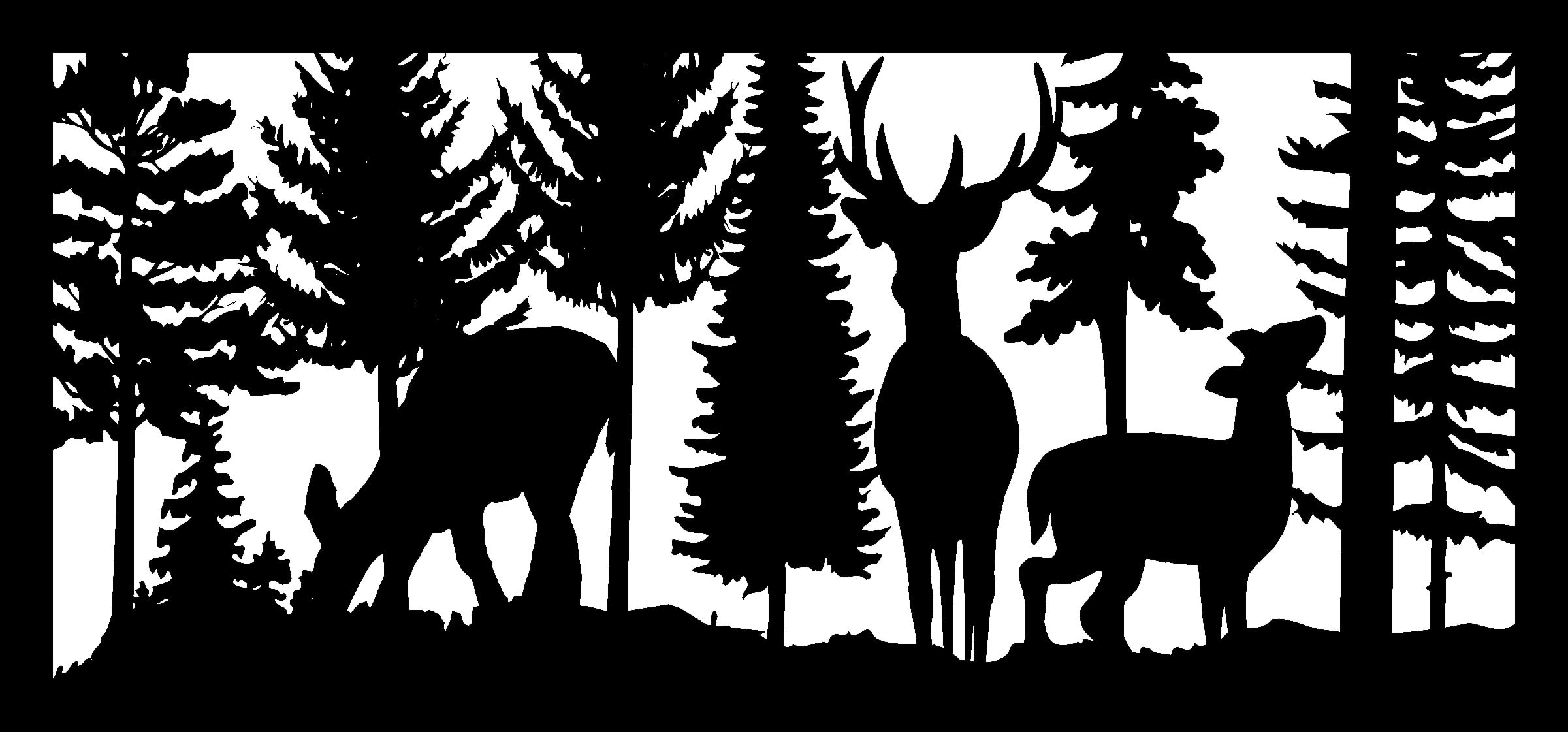 Buck Two Doe & Trees - Metal Railing Panel Insert
