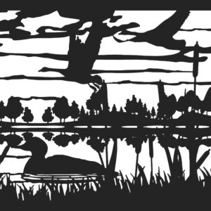 Ducks Geese Lake Trees - Metal Railing Panel Insert