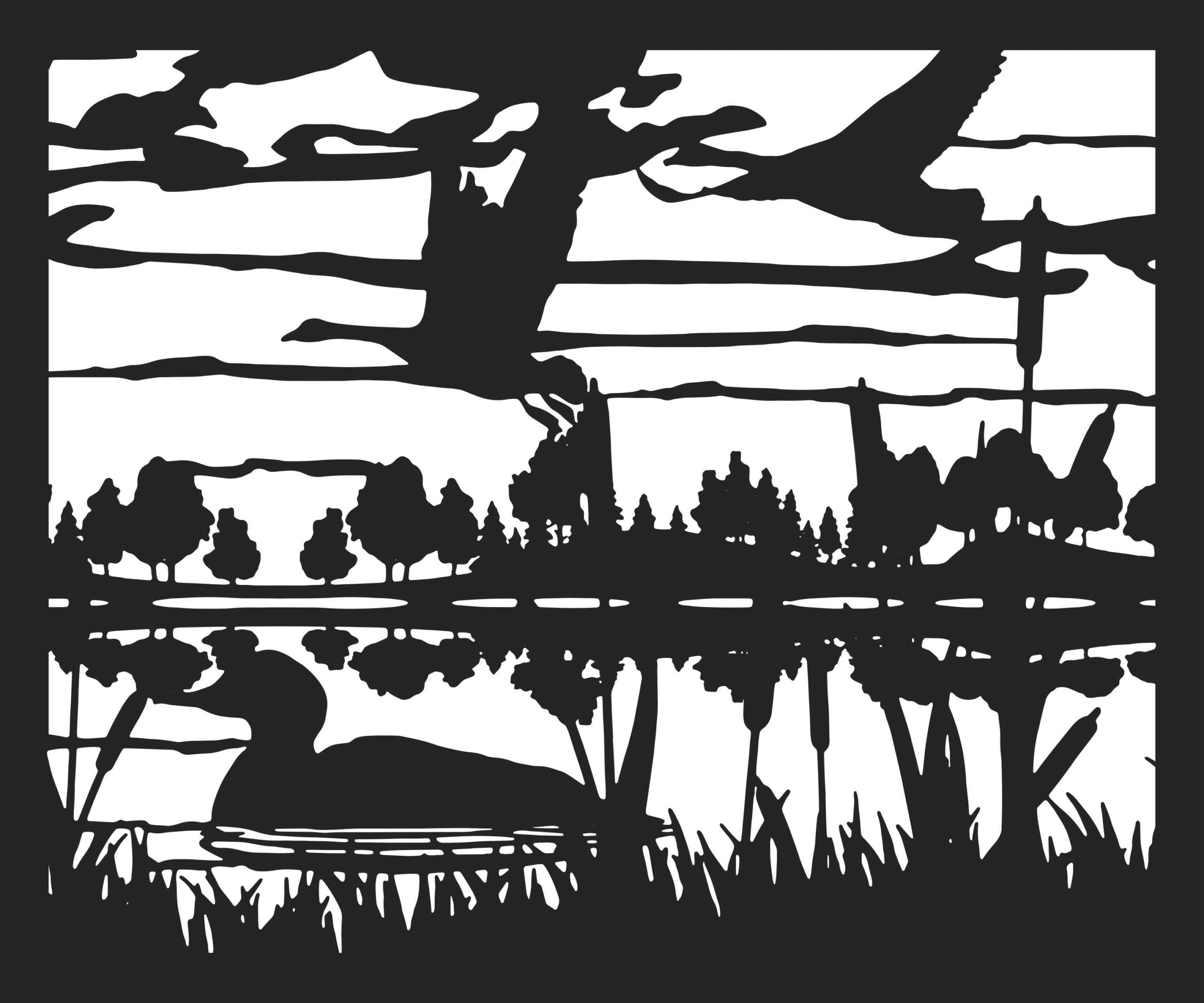 Ducks Geese Lake Trees - Metal Railing Panel Insert