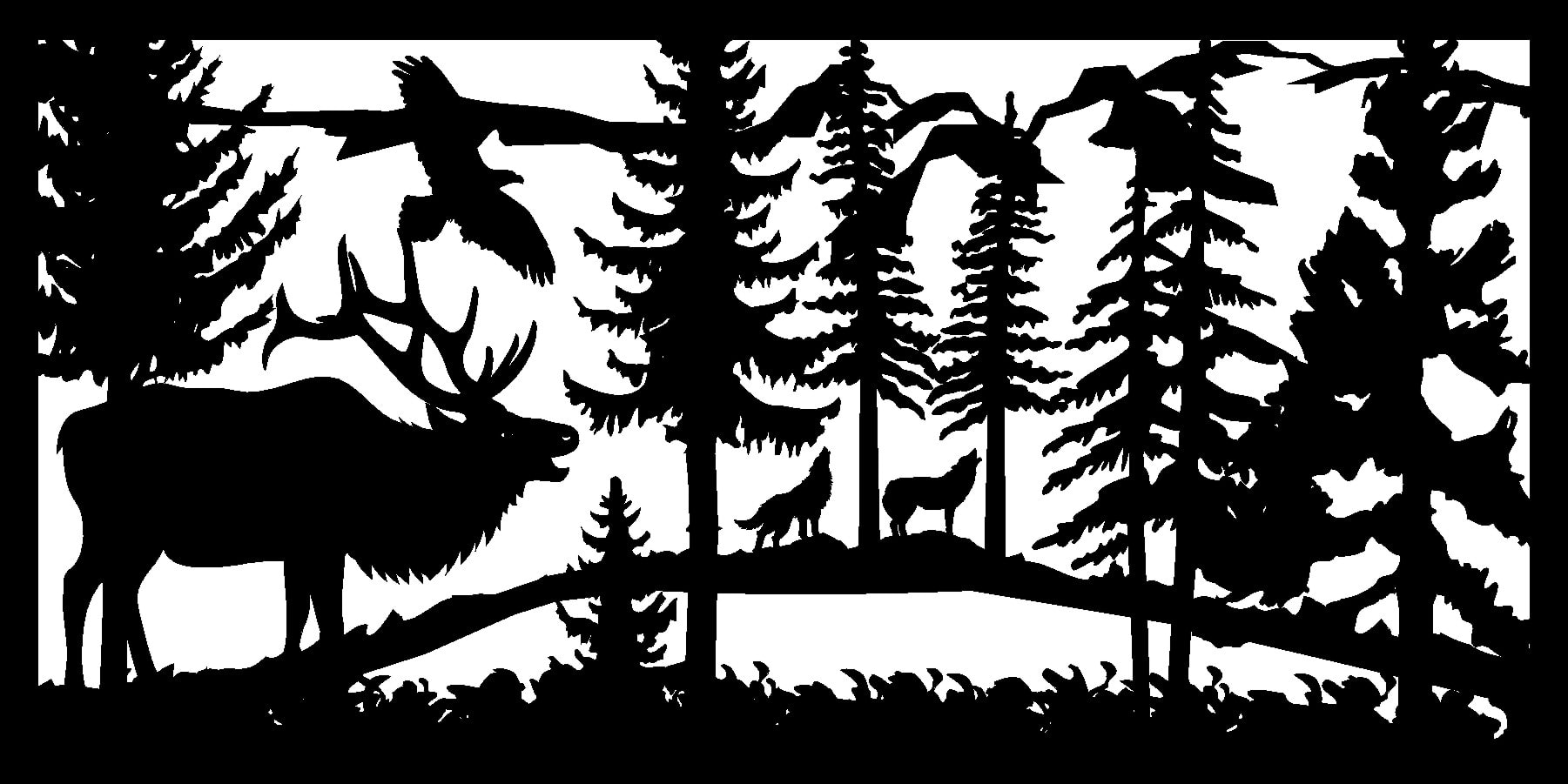 Elk Eagle Wolves - Metal Railing Panel Insert