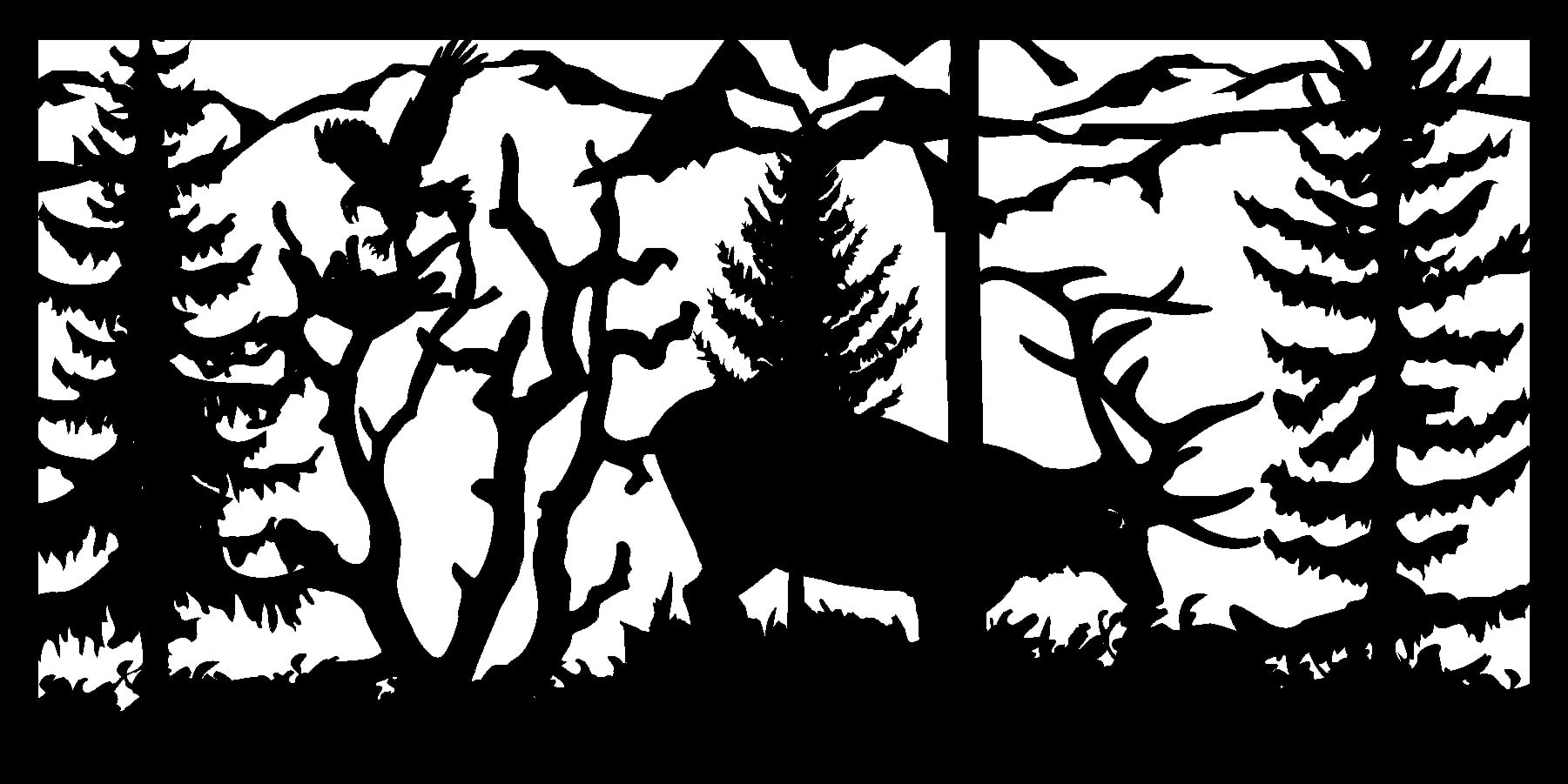 Elk Feeding Eagle Landing - Metal Railing Panel Insert