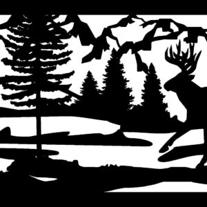 Heron Cattails Buck & Mountains - Metal Railing Panel Insert