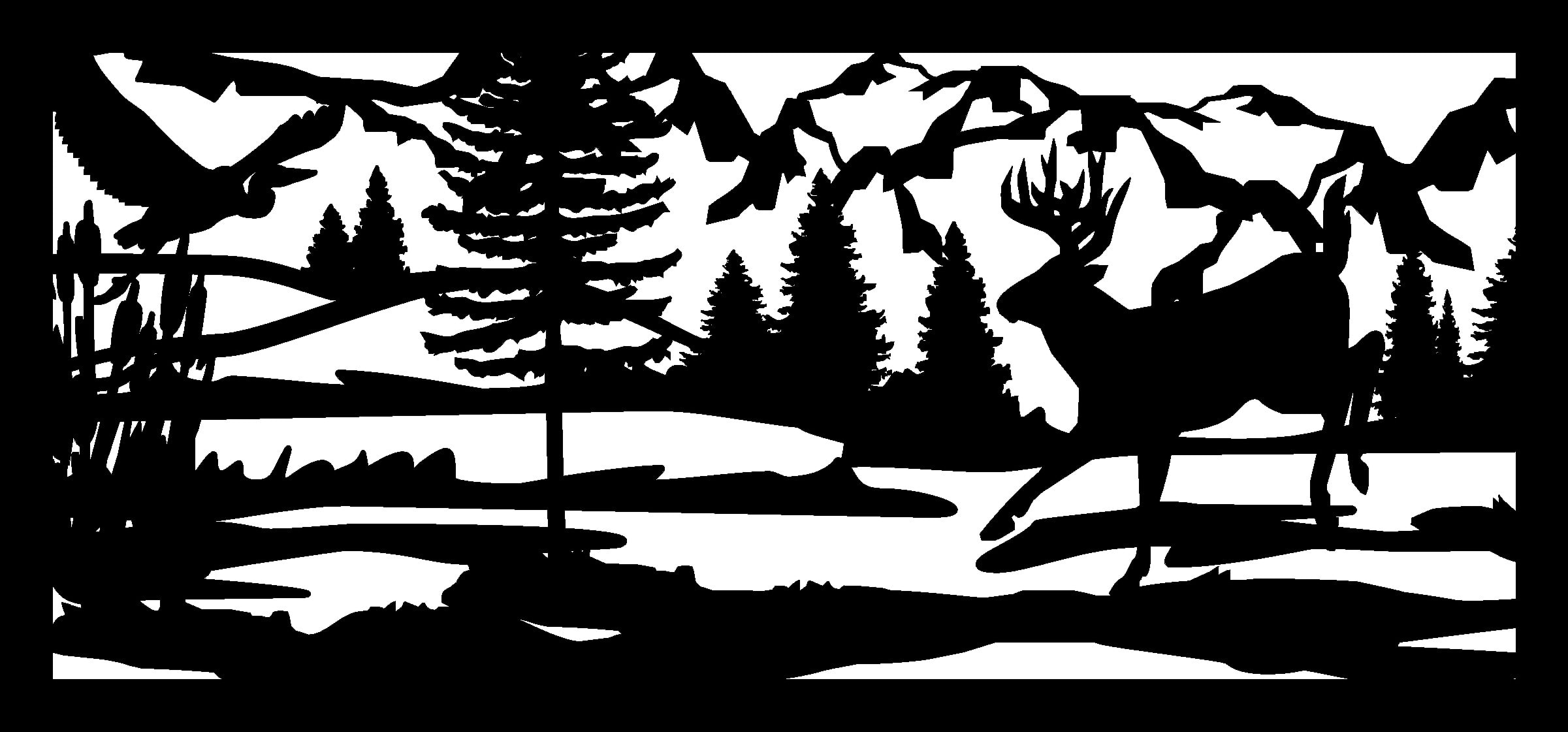 Heron Cattails Buck & Mountains - Metal Railing Panel Insert