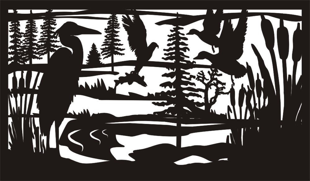 Heron Eagle & Ducks - Metal Railing Panel Insert
