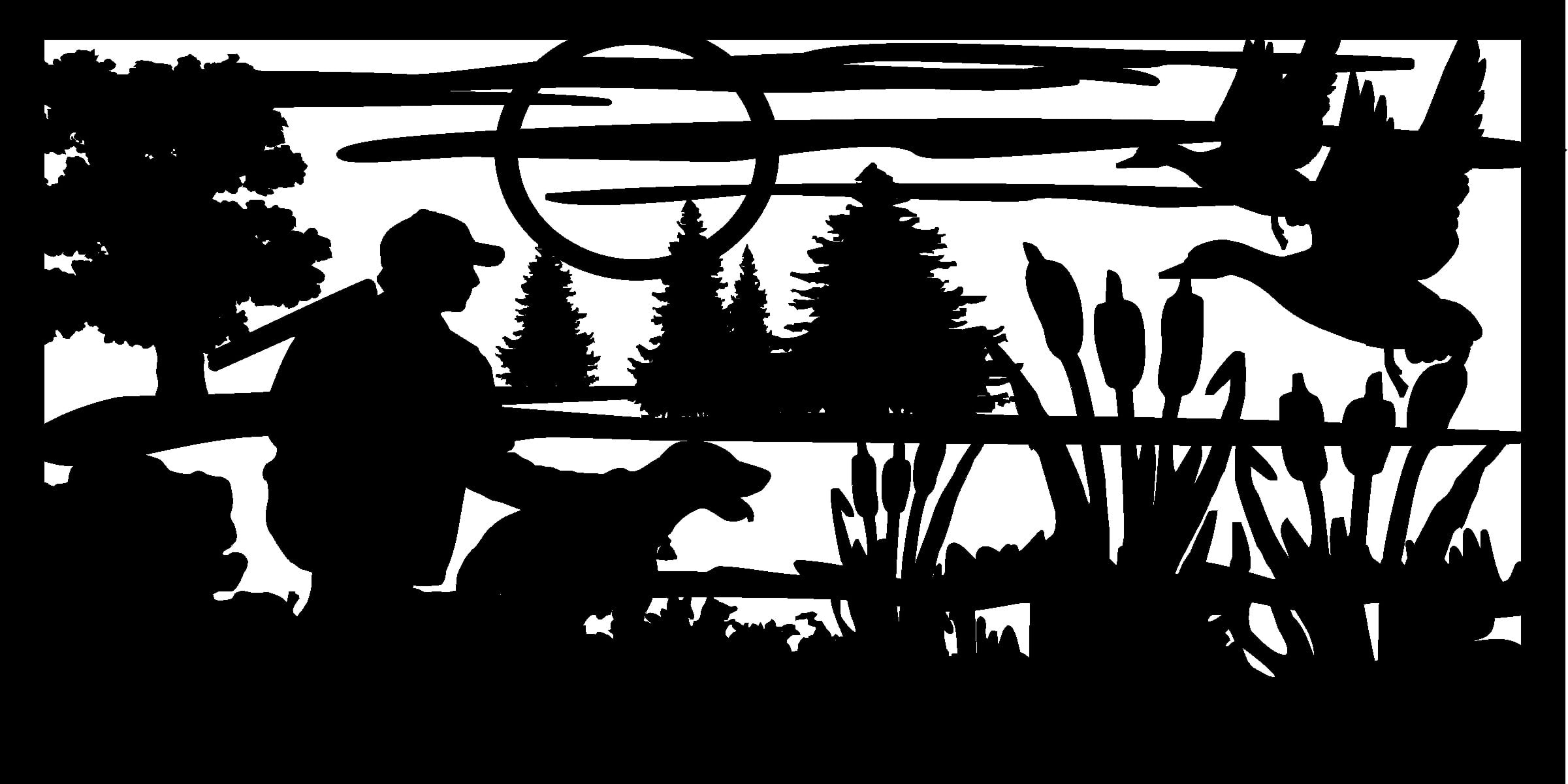 Hunter Dog Cattails & Ducks - Metal Railing Panel Insert