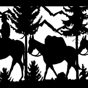 Hunter with Two Pack Mules - Metal Railing Panel Insert