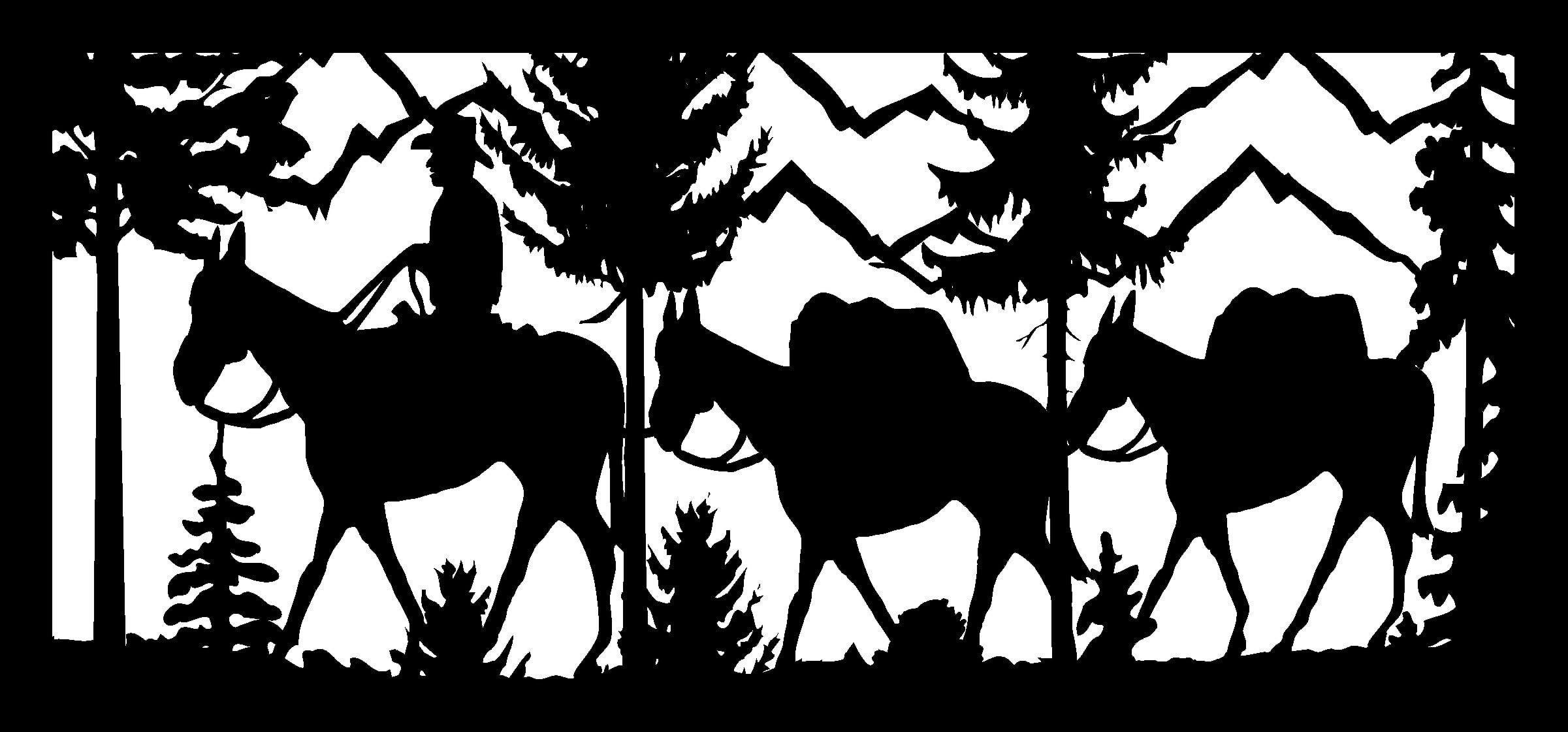 Hunter with Two Pack Mules - Metal Railing Panel Insert