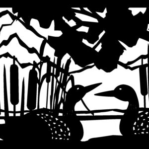 Loon — Cattails & Mountains - Metal Railing Panel Insert