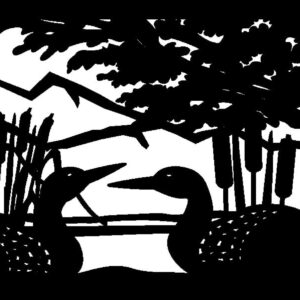 Loons, Cattails, Mountains & Water - Metal Railing Panel Insert