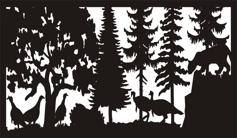 Mountain Lion & Turkeys - Metal Railing Panel Insert