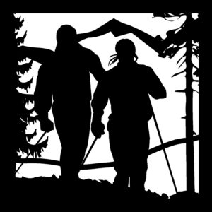 Snow Skiers & Mountains - Metal Railing Panel Insert