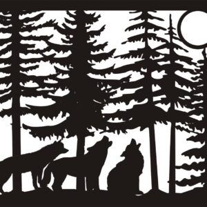 Three Wolves & Moon - Metal Railing Panel Insert