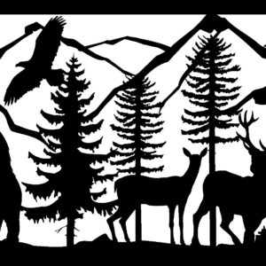 Two Bears, Eagle, Deer & Turkeys - Metal Railing Panel Insert