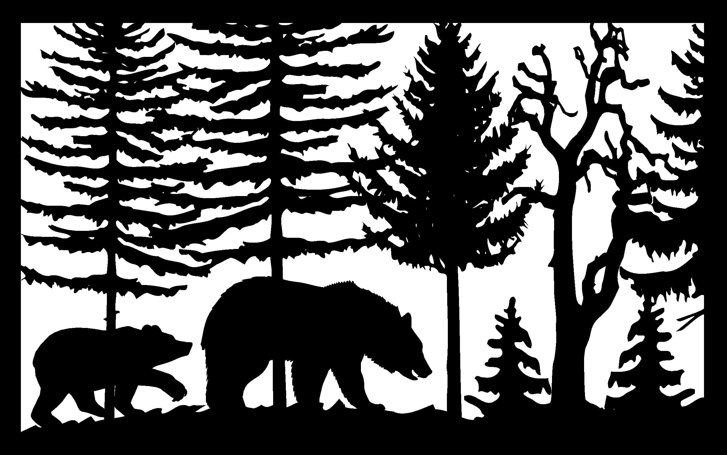 Two Bears & Trees - Metal Railing Panel Insert