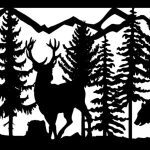 Two Bucks, Bear & Mountains - Metal Railing Panel Insert
