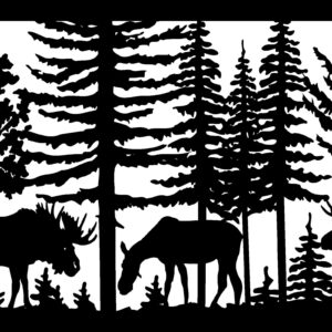 Two Bull Moose & Cow - Metal Railing Panel Insert