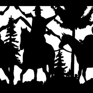 Two Hunters Packing Out Elk - Metal Railing Panel Insert