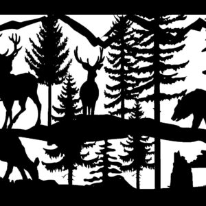 Two Turkeys, Two Bucks, Doe & Bear - Metal Railing Panel Insert