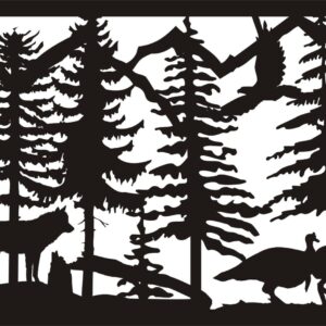 Two Wolves & Turkeys - Metal Railing Panel Insert